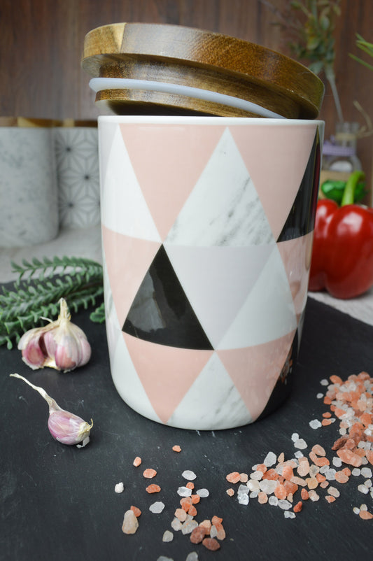 Storage jar 800ml with wooden lid rubber seal porcelain storage container can #6