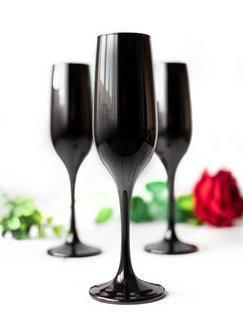 6 schwarze Sektgläser 200ml Sektkelche Champagner Prosecco Sektglas Proseccoglas