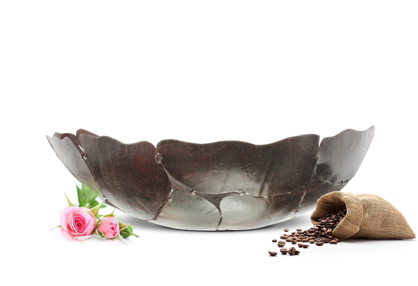 Large metal bowl decorative bowl metal basket fruit bowl table decoration brown
