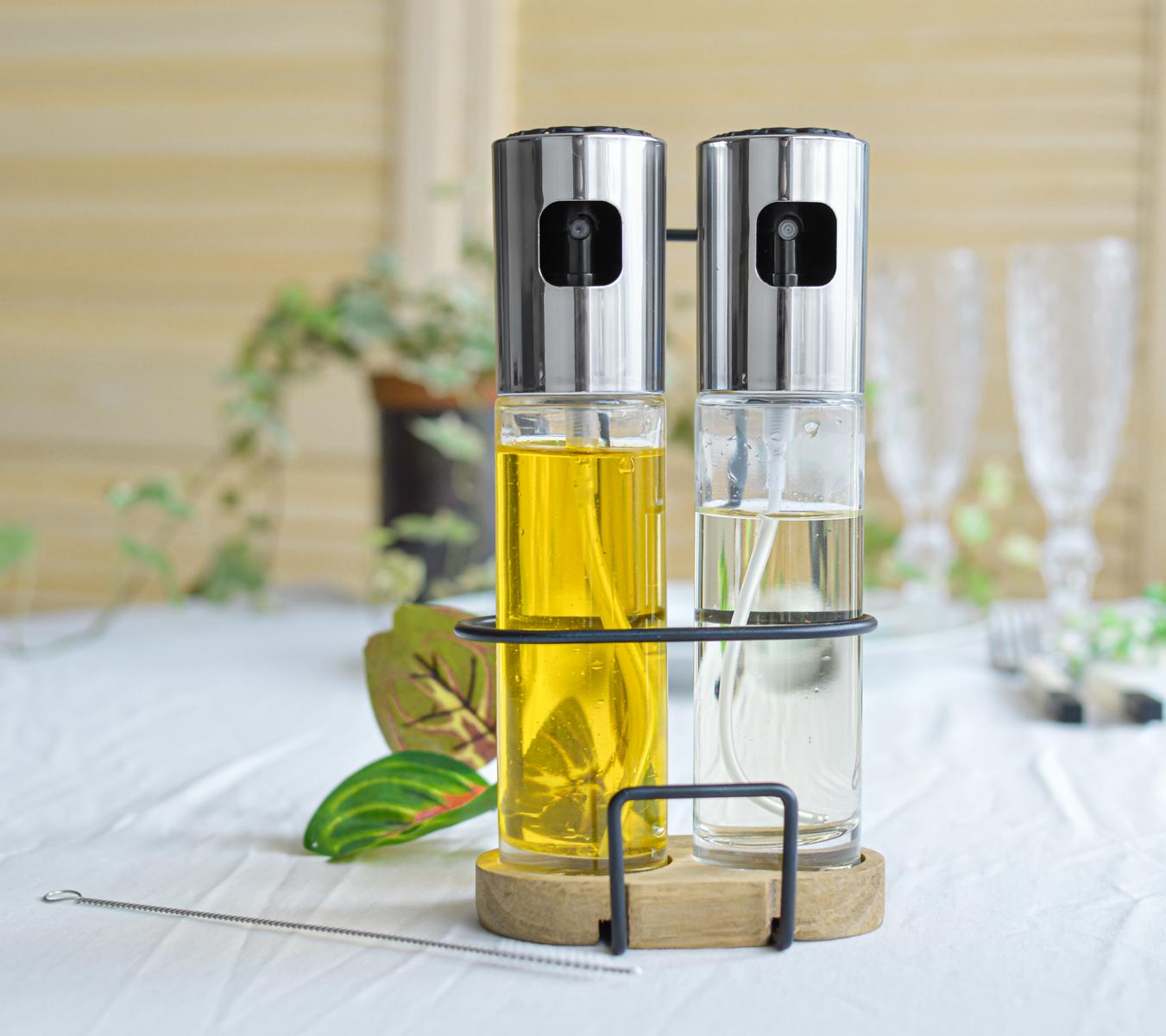 Öl und Essig Sprühflaschen mit Halterung Zerstäuber Ölsprüher Essigsprüher Ölspender Sprühflasche