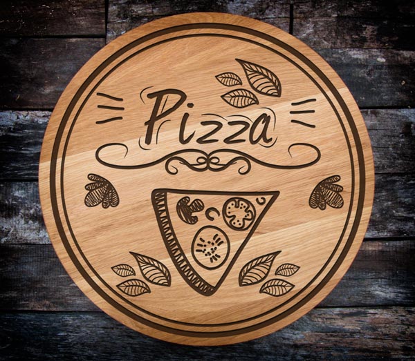 Pizzateller mit Pizza Motiv ø30cm drehbar Holzteller Drehplatte Käseteller Speiseteller