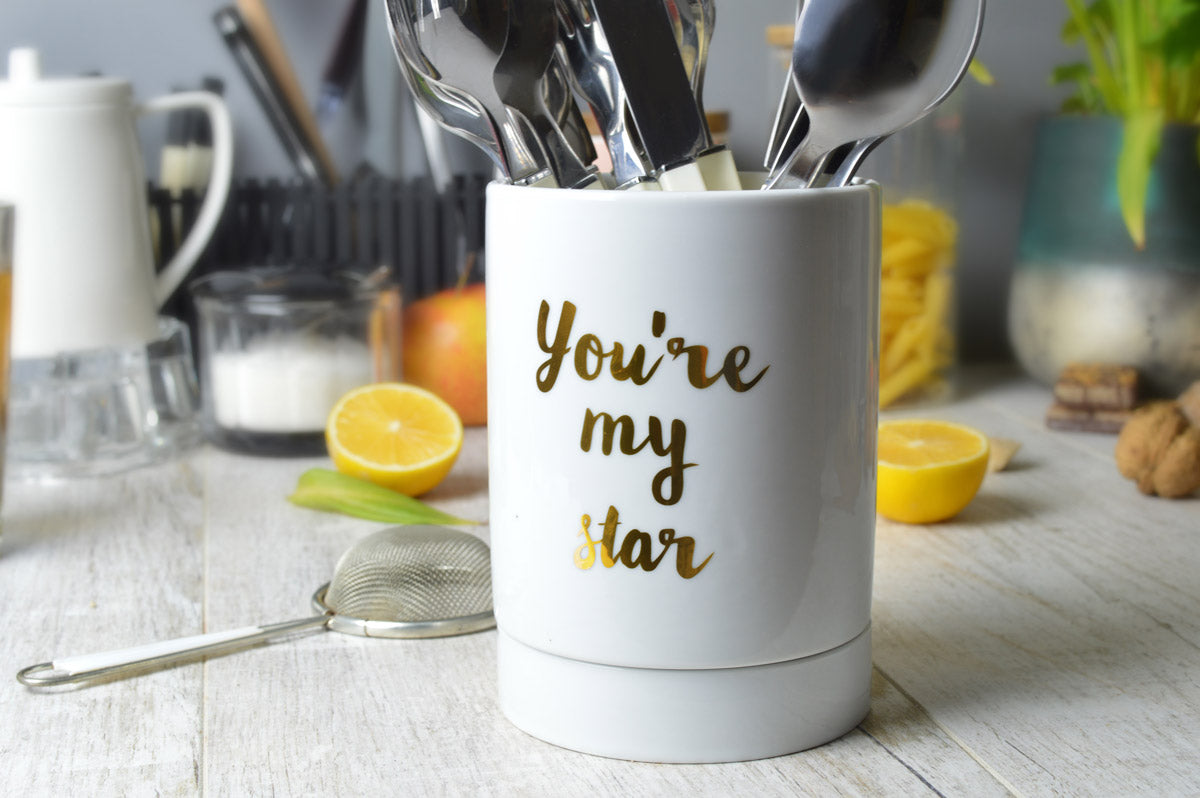 Cutlery holder with drainer made of porcelain cutlery basket cutlery container cutlery drainer cutlery stand drainer