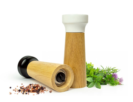 Set of 2 Pepper Mill Salt Mill White/Black Mill Wood/Ceramic Spice Mill