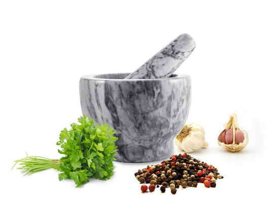 Mörser mit Stössel 2tlg aus Marmor Ø13 Schlegel Zerkleinerer Gewürzmörser 2,3 kg