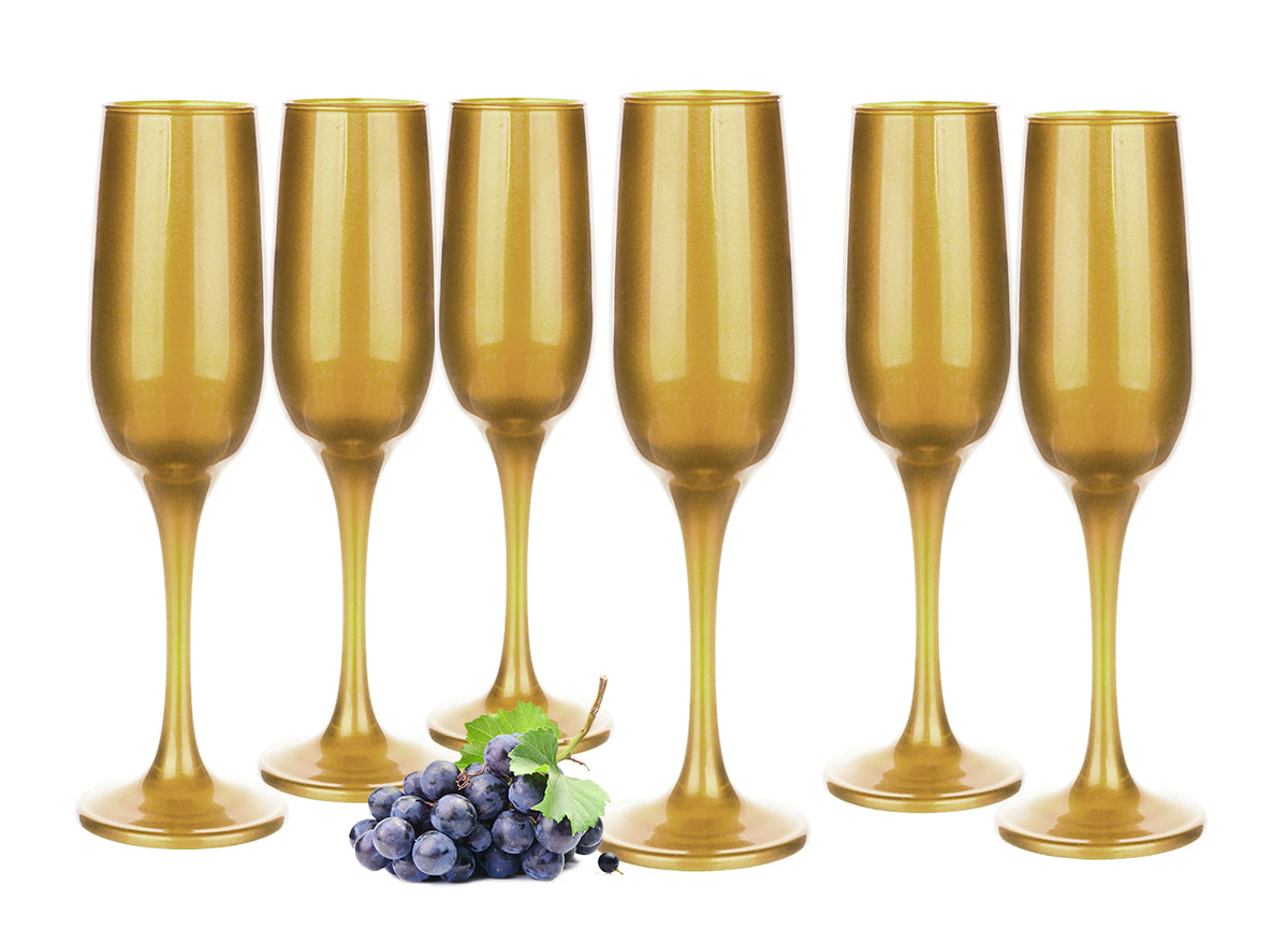 6 Sektgläser 200ml Mattgold Champagner Sektkelche Sektglas Proseccogläser Prosecco