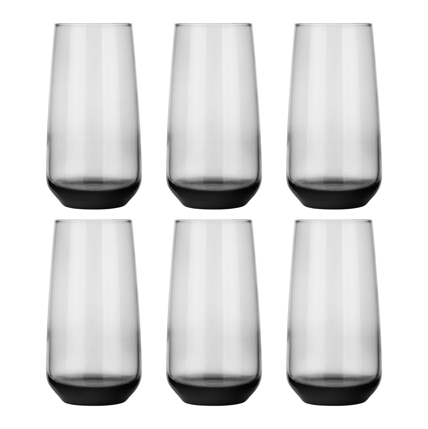 6 schwarze rauchfarbene Longdrinkgläser 430ml Longdrinkgläser Cocktailgläser Saftgläser