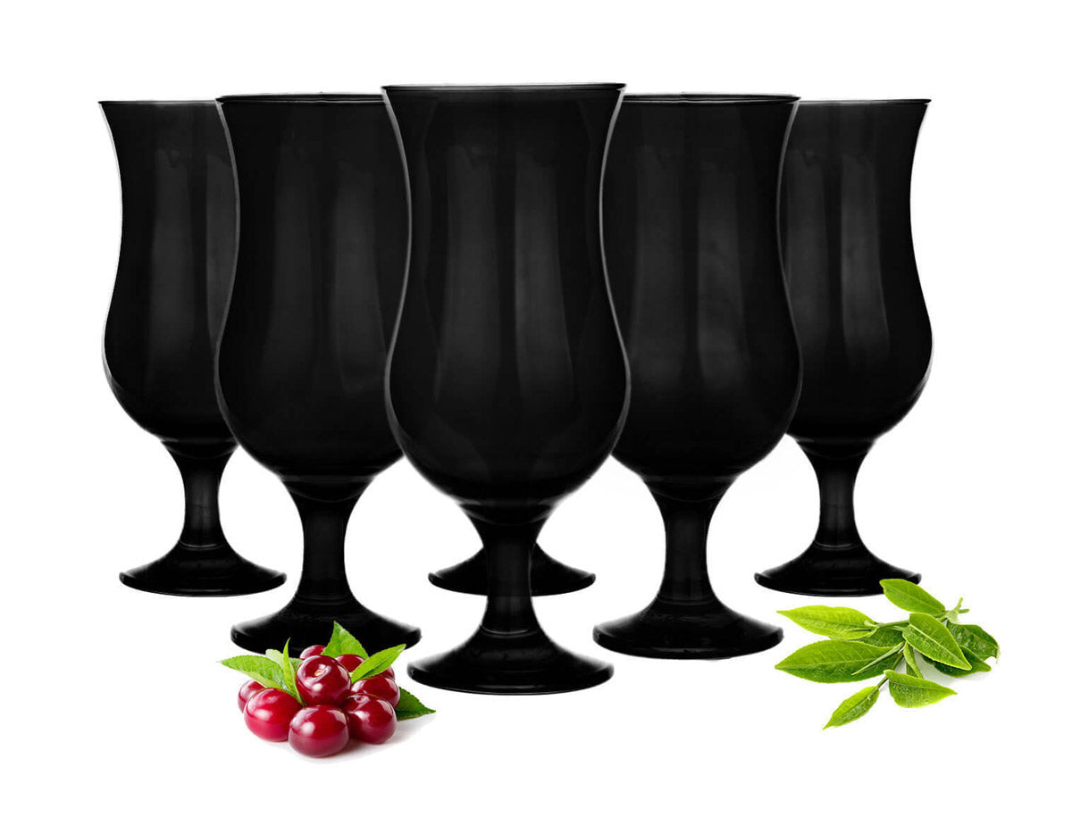 6 Schwarze Cocktailgläser 480ml Hurricane Cocktailglas Longdrinkgläser Gläser