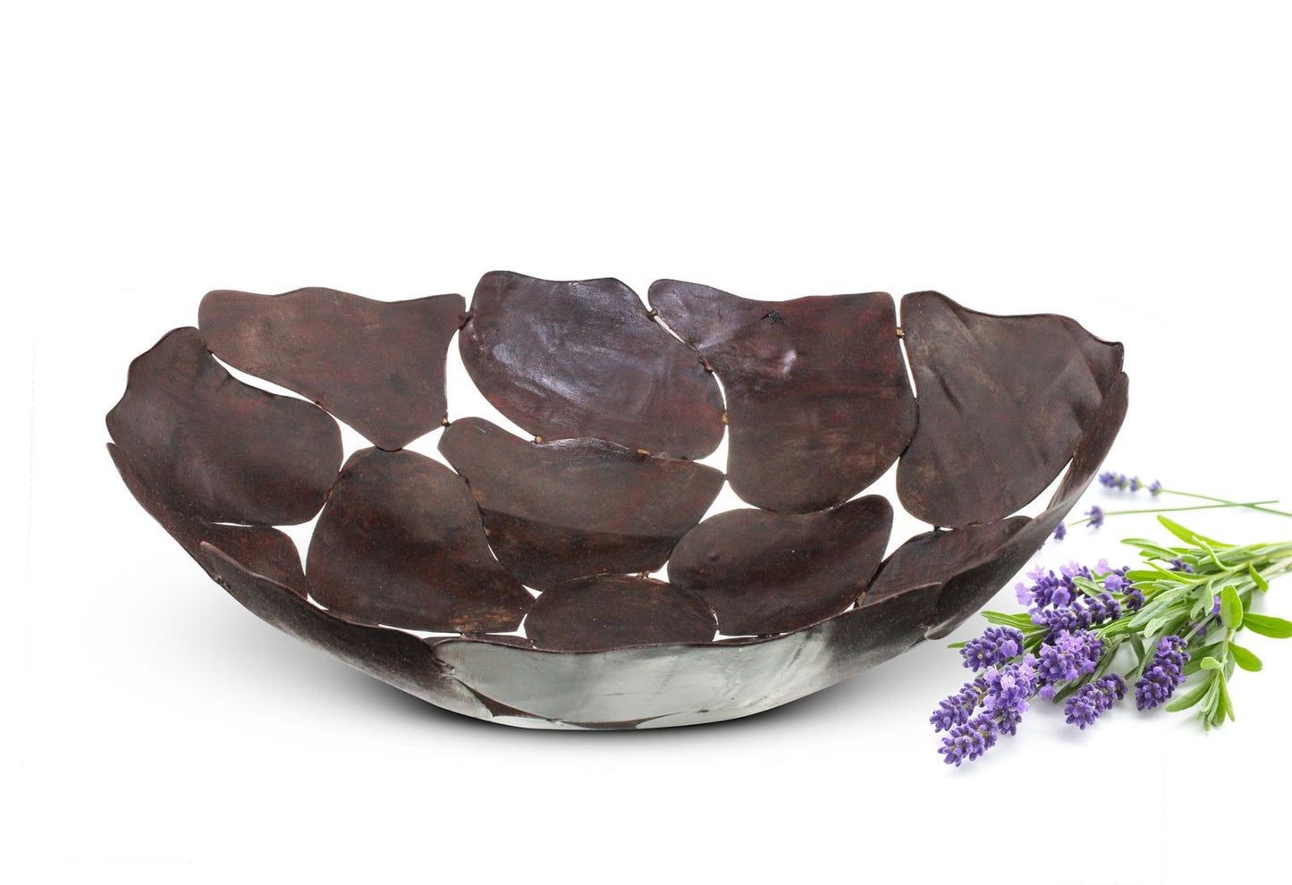 Large metal bowl decorative bowl metal basket fruit bowl table decoration brown