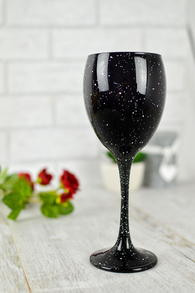 6 Weingläser 300ml Schwarze Rotweingläser Weißweingläser Weinkelch Getupft