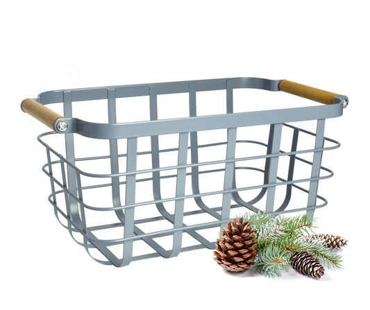 Storage basket made of metal, wire basket, mesh basket, metal basket, all-purpose basket, laundry basket, grey