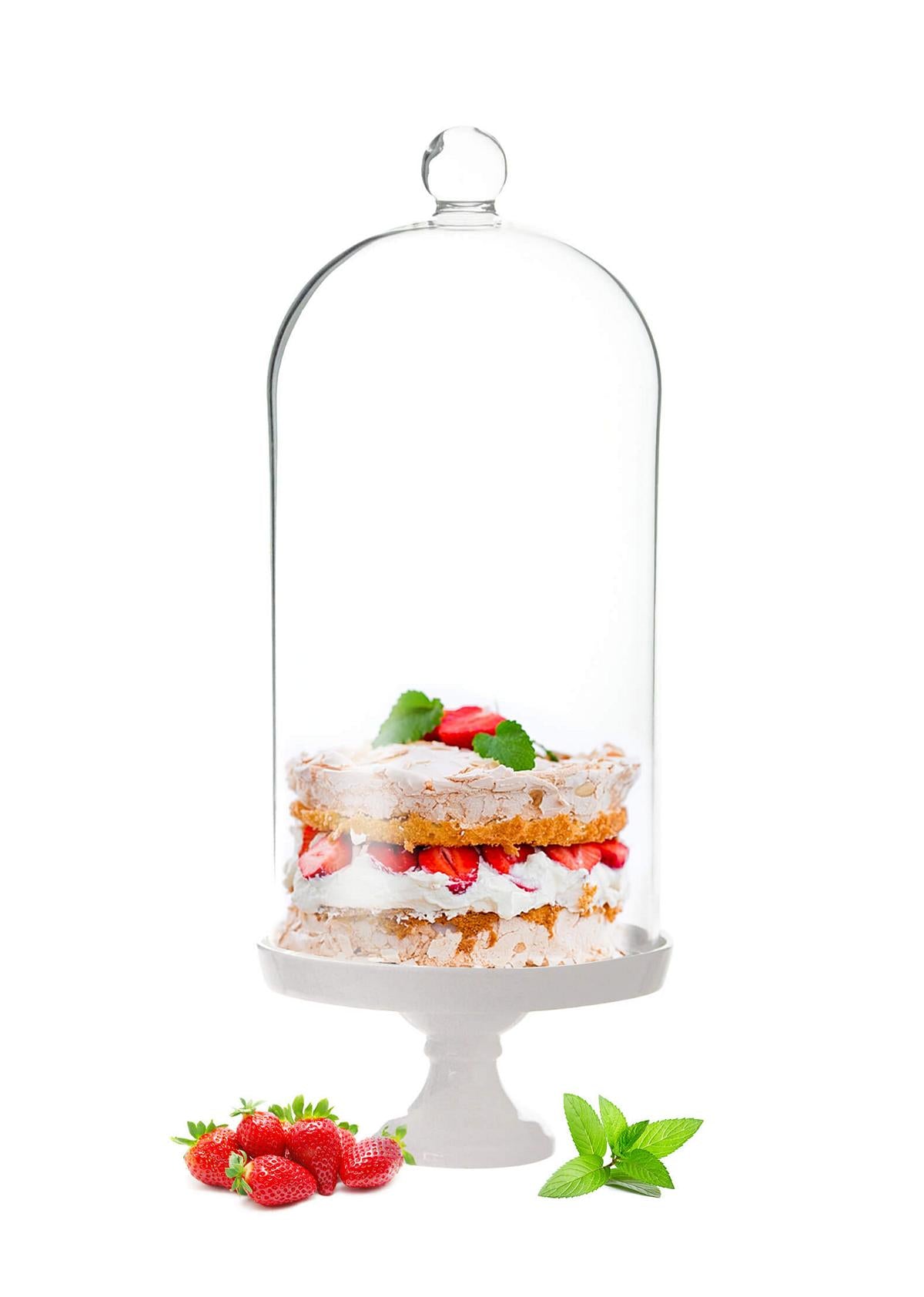 Glass bell with porcelain plate decorative bell glass lintel glass dome glass hood decorative table decoration 30cm