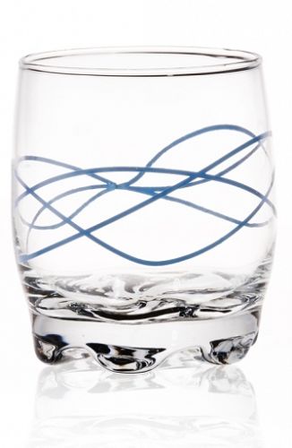 6 Trinkgläser 250ml bunte Linien-Motiv Wassergläser Saftgläser Whiskygläser