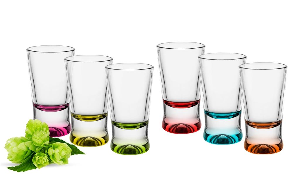 6 bunte Schnapsgläser/ Shotgläser/ Tequilagläser/ Wodkagläser/ Stamper