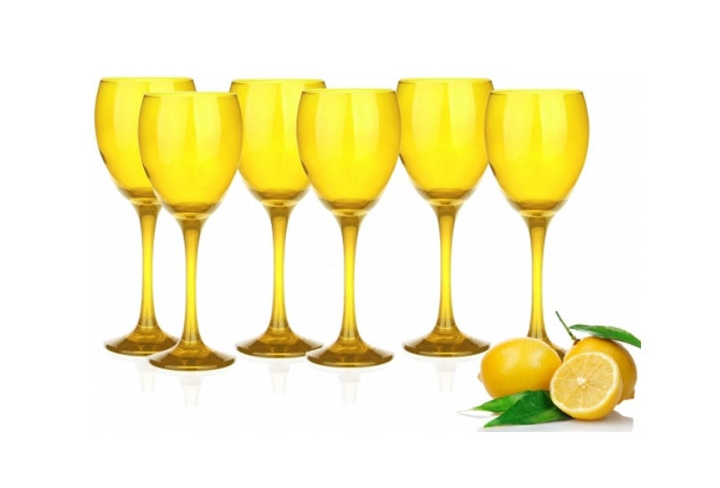 6 Weingläser Set 300ml Gelbe Rotweingläser Weinglas Rotweinkelche Gläser
