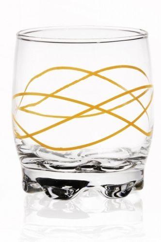 6 Trinkgläser 250ml bunte Linien-Motiv Wassergläser Saftgläser Whiskygläser