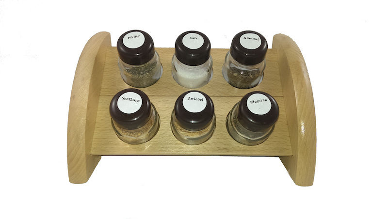 Gewürzhalter Gewürzregal Gewürzständer Gewürze 7-teilig Gewürzdosen-Set Holz