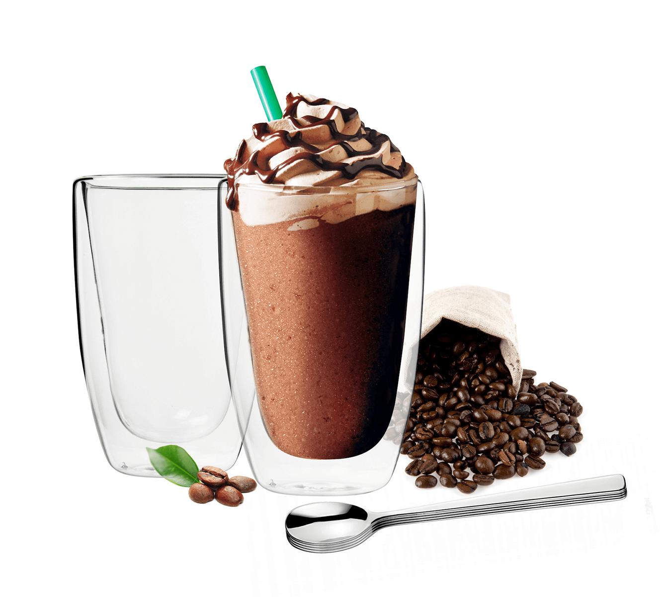 2 verres à latte macchiato double paroi 450 ml avec 2 verres à café cuillère en inox