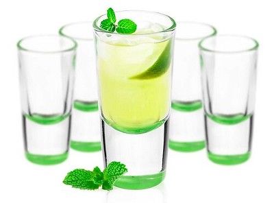 6 Schnapsgläser Tequilagläser grüne Gläser Schnaps Shots Stamper Wodkagläser