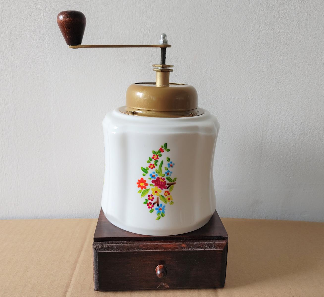 Kaffeemühle Handmühle Porzellan Metallmahlwerk Pfeffermühle 28cm B-WARE