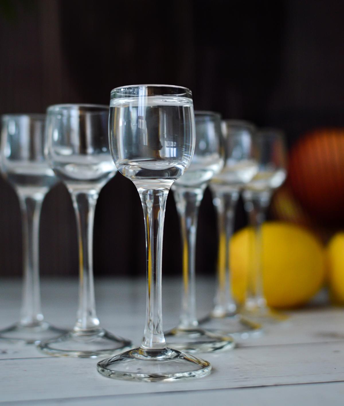 6 klare Schnapsgläser auf Füß 25ml Likörgläser Tequilagläser Aperitif Stamper Schnaps Shots