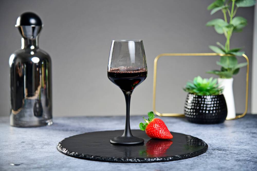 6 Weingläser 360ml mit schwarzem Stiel Rotweingläser Weißweingläser Weinkelch