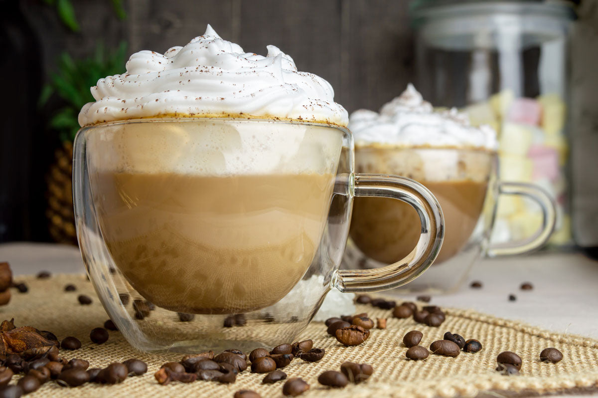 4 Doppelwandige Cappuccino Tassen mit Henkel 300ml Kaffeegläser Teegläser