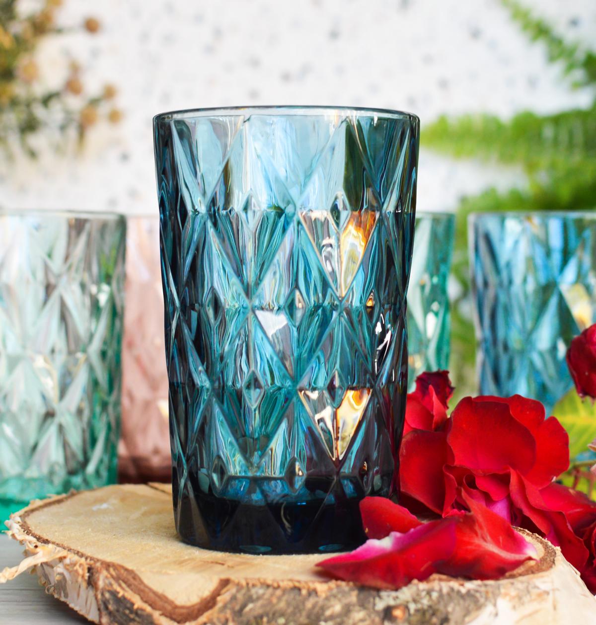 6 verres à boire colorés 350ml, verres à eau, verres à jus, verres à long drink, verres à cocktail