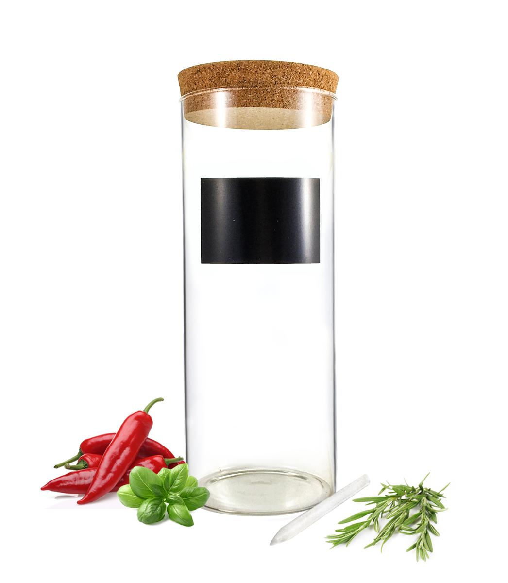Large storage jar with lid and chalk made of glass glass container storage jar 26cm