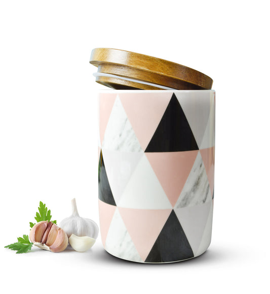 Storage jar 800ml with wooden lid rubber seal porcelain storage container can #6