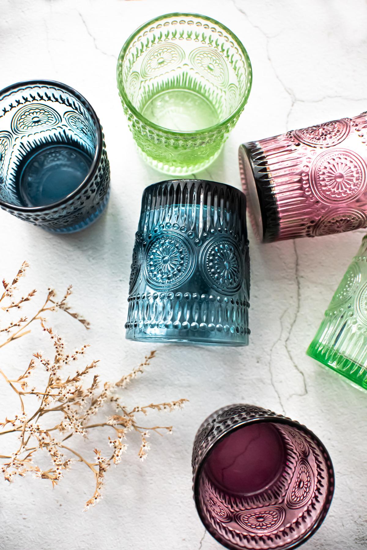 6 Bunte Trinkgläser 320ml Wassergläser Saftgläser Cocktailgläser Adele