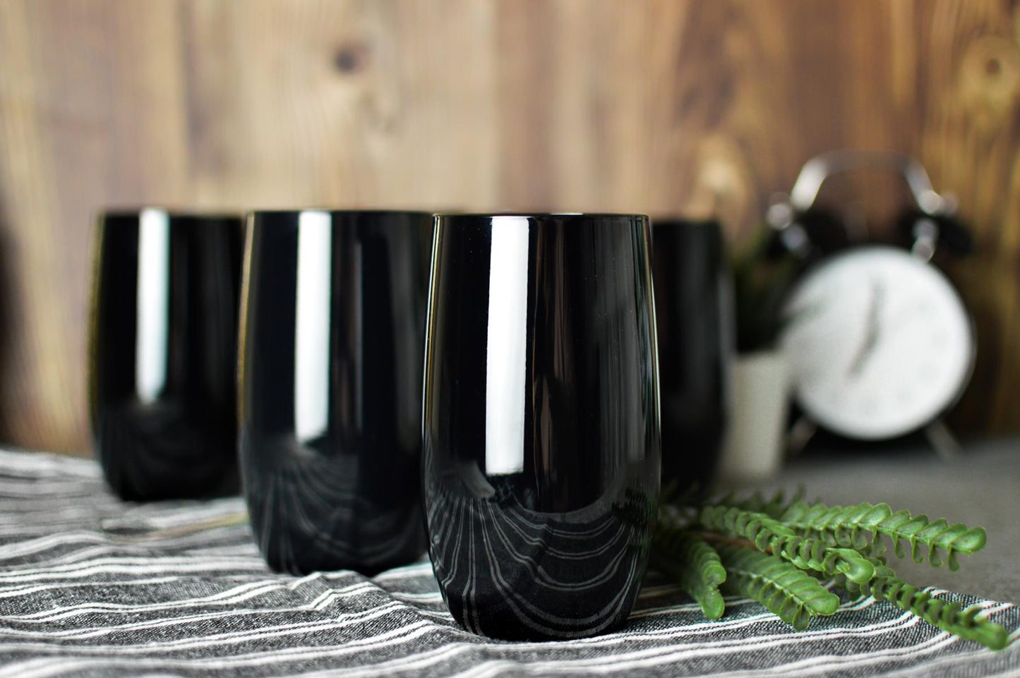 6 verres à boire noirs 420ml, verres à eau, verres à jus, verres à cocktail, verres à long drink