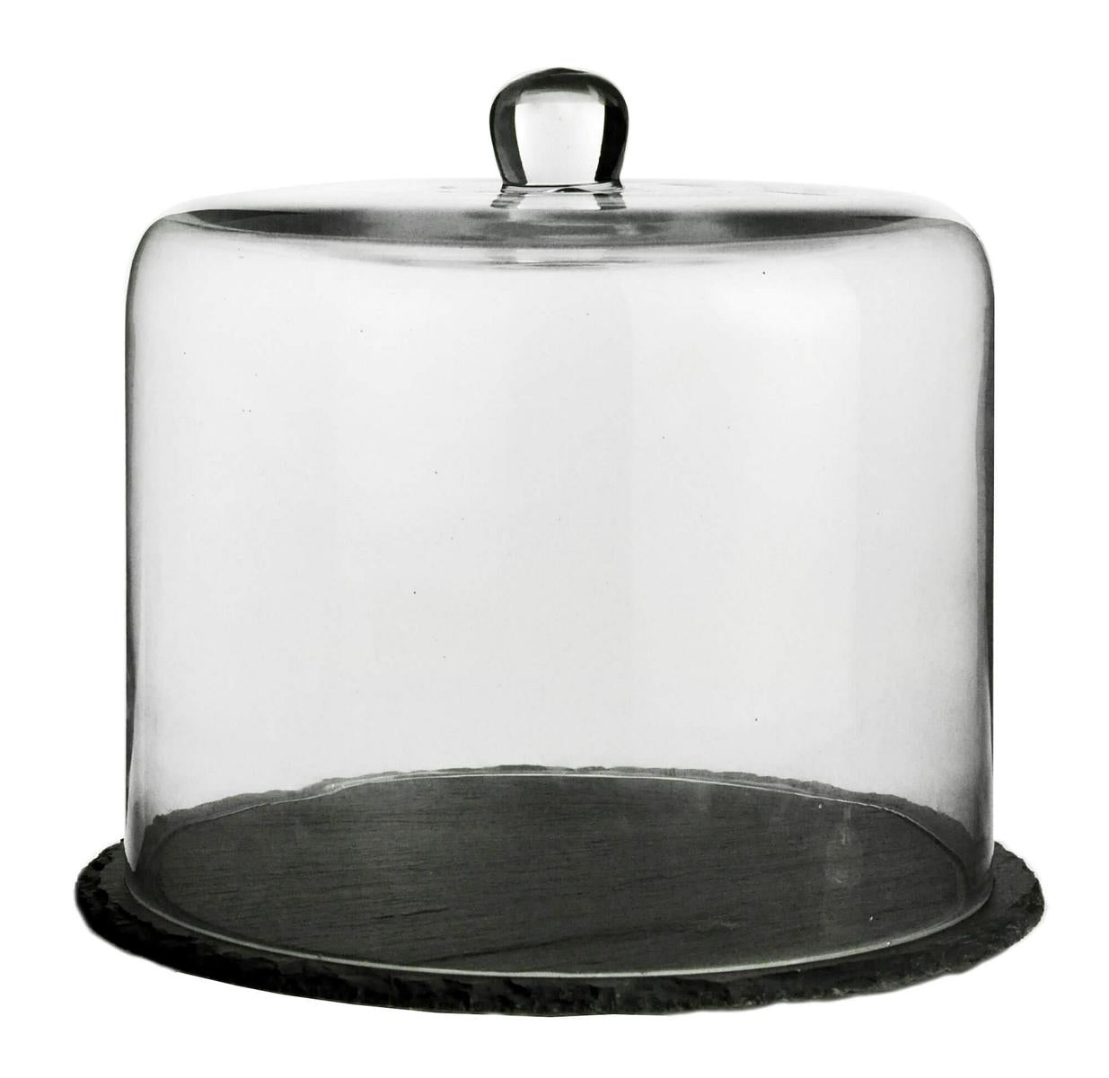 Glasglocke auf Schieferplatte 28x25cm Kuchenglocke Käseglocke Tortenplatte Haube