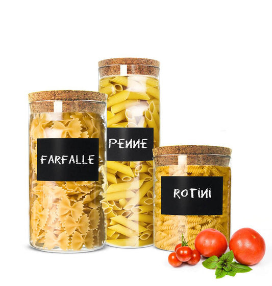 3 storage jars with lids and stickers glass container storage jar