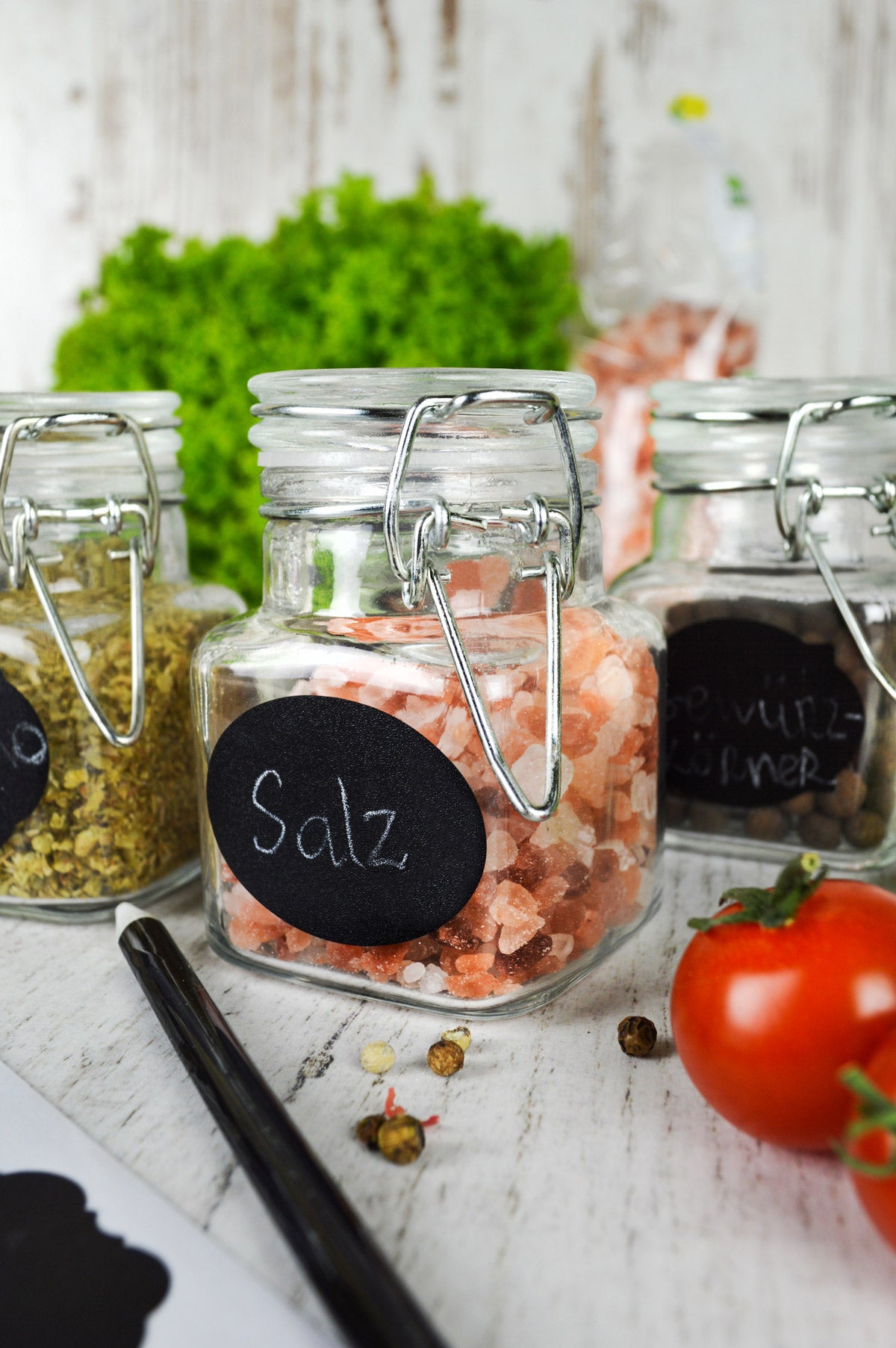 6 pots de conservation avec champ ardoise, pots à confiture, pots à épices, récipient de conservation