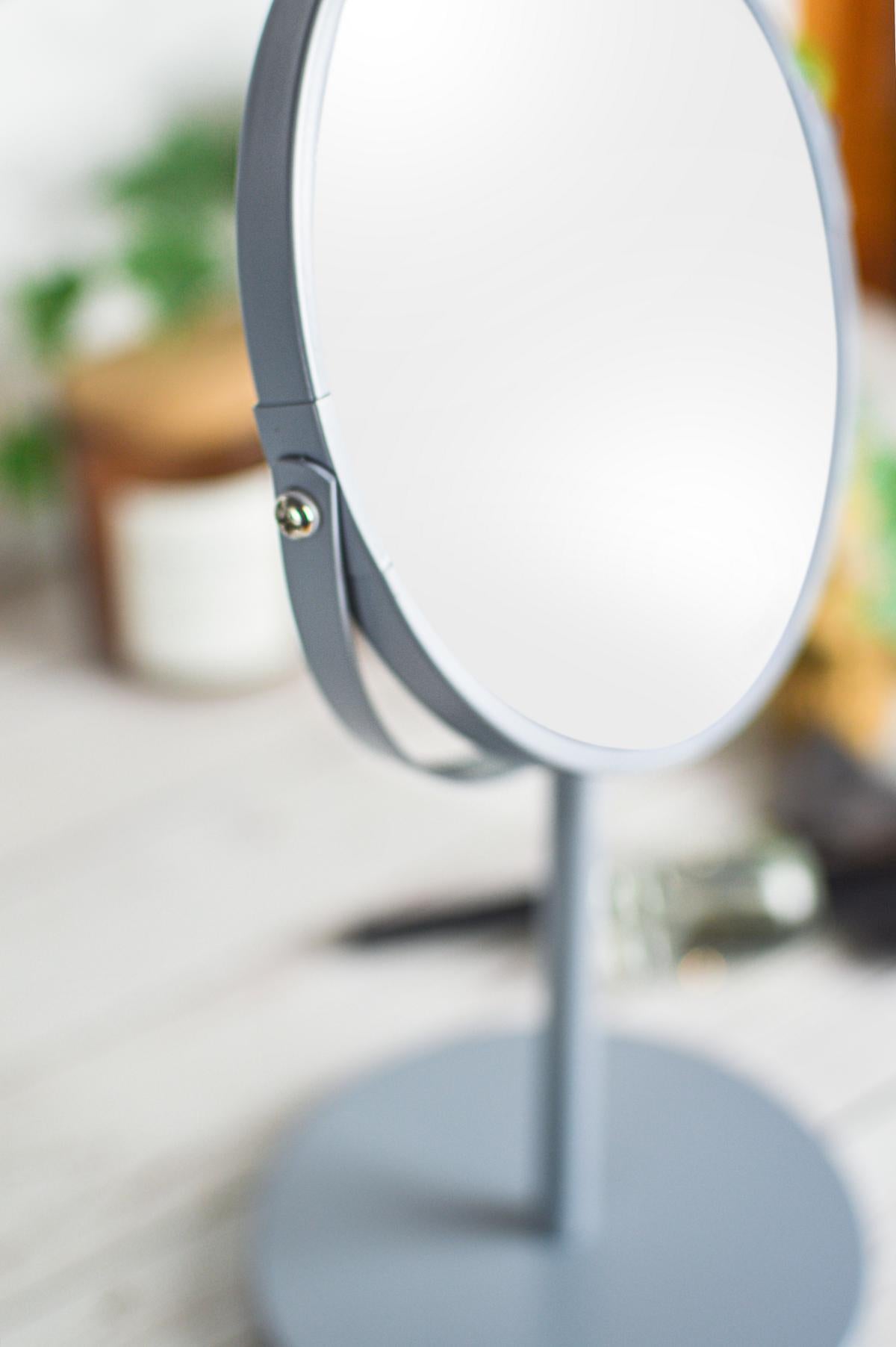 Make-up mirror, cosmetic mirror, shaving mirror, standing mirror, magnification grey