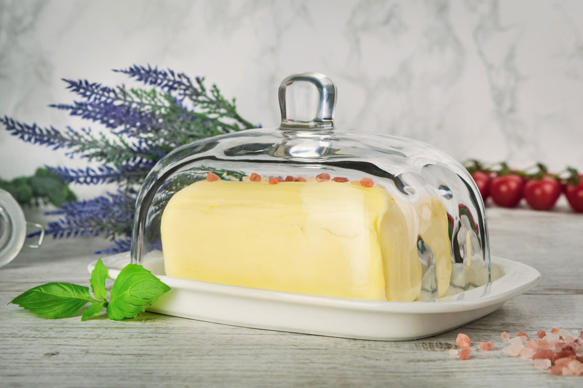 Large butter dish on porcelain plate butter bell butter dish refrigerator butter dish