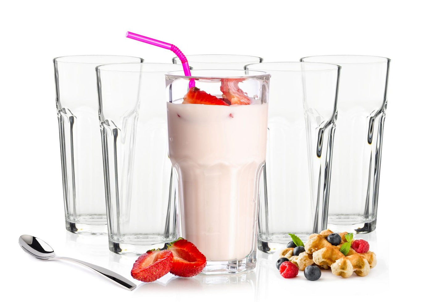 6 cocktail glasses with 6 spoons 425ml coffee glasses tea glasses long drink glasses