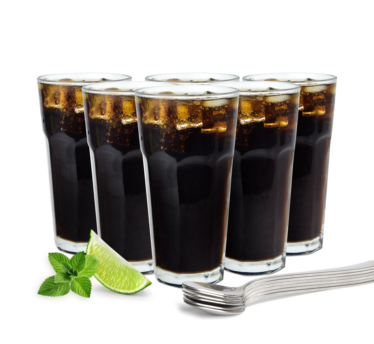 6 Cocktailgläser mit 6 Löffeln 425ml Kaffeegläser Teeggläser Longdrinkgläser