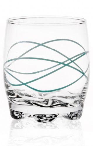 6 Trinkgläser 250ml bunte Linien-Motiv Wassergläser Saftgläser Whiskygläser