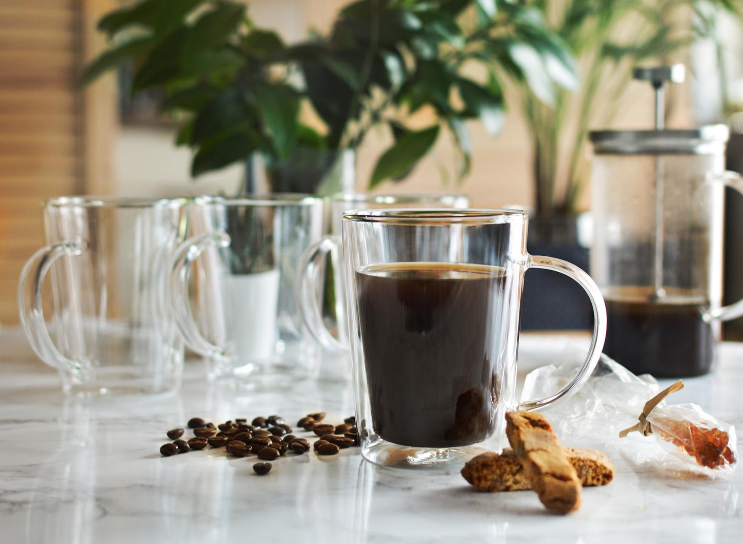 4 Doppelwandige Gläser mit Henkel 360ml Latte Macchiato Trinkglas Kaffeegläser