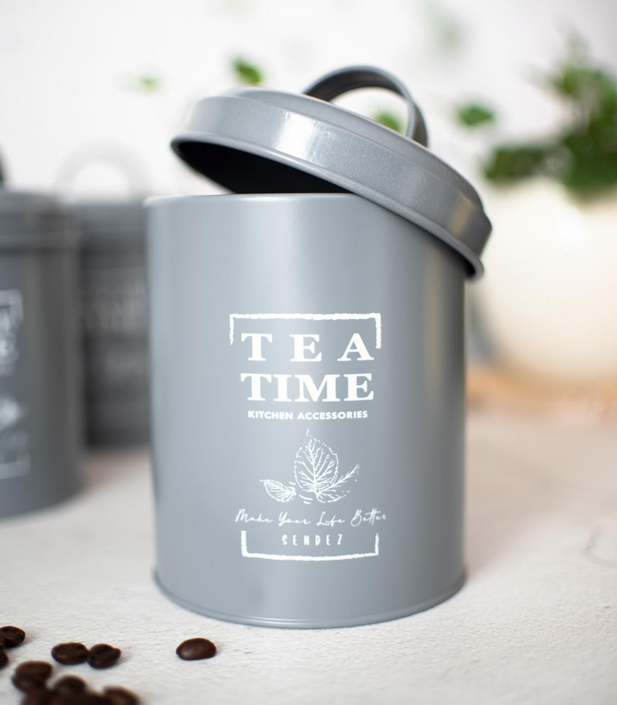 3 Vorratsdosen aus Metall Kaffeedose Teedose Zuckerdose Vorratsgefäß Vorratsbehälter Grau