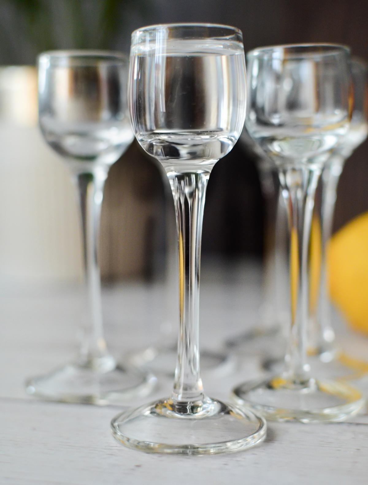 6 klare Schnapsgläser auf Füß 25ml Likörgläser Tequilagläser Aperitif Stamper Schnaps Shots