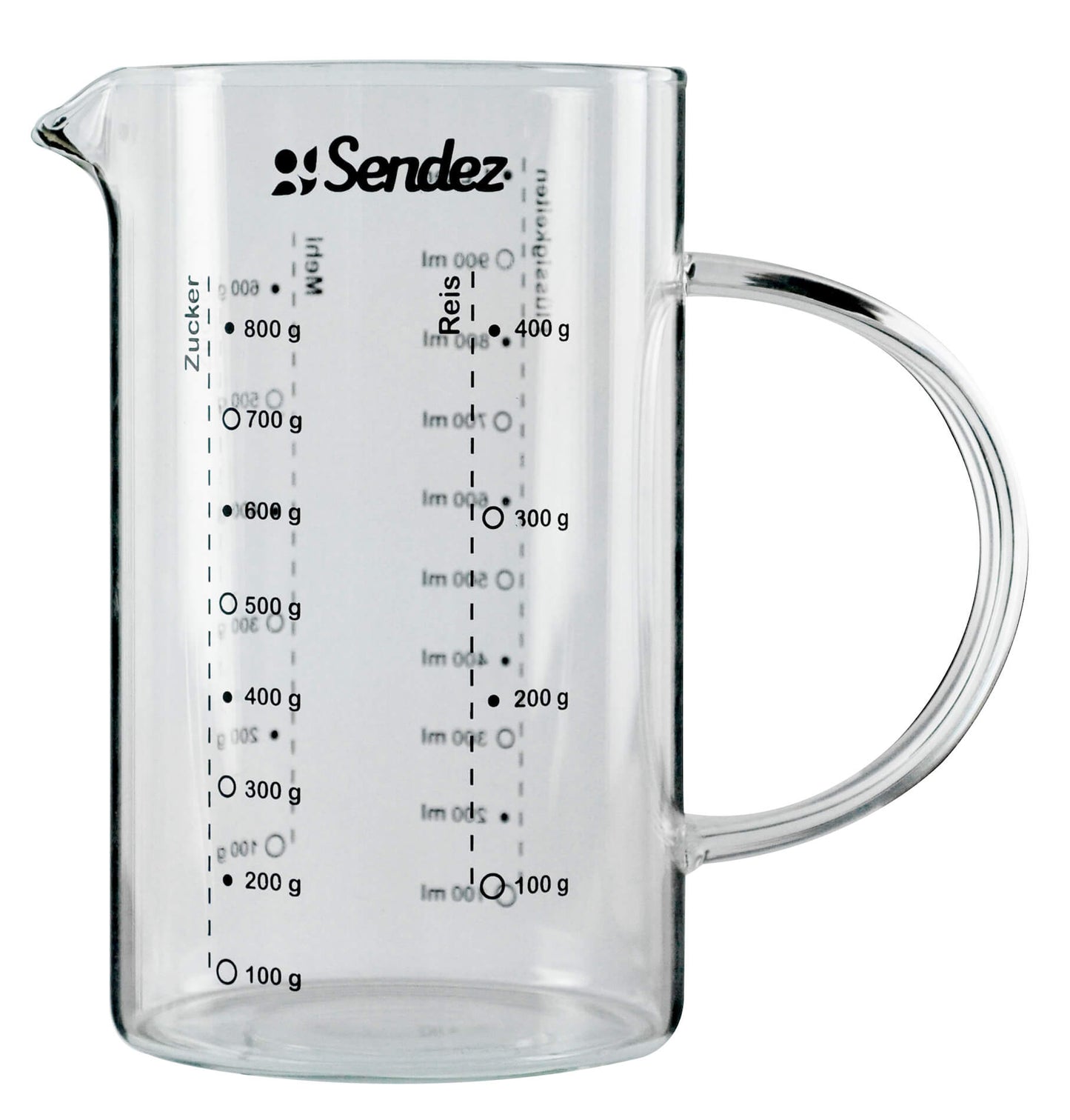 Sendez® measuring cup 1L made of borosilicate glass measuring jug dosing aid liter cup kitchen aid measuring container