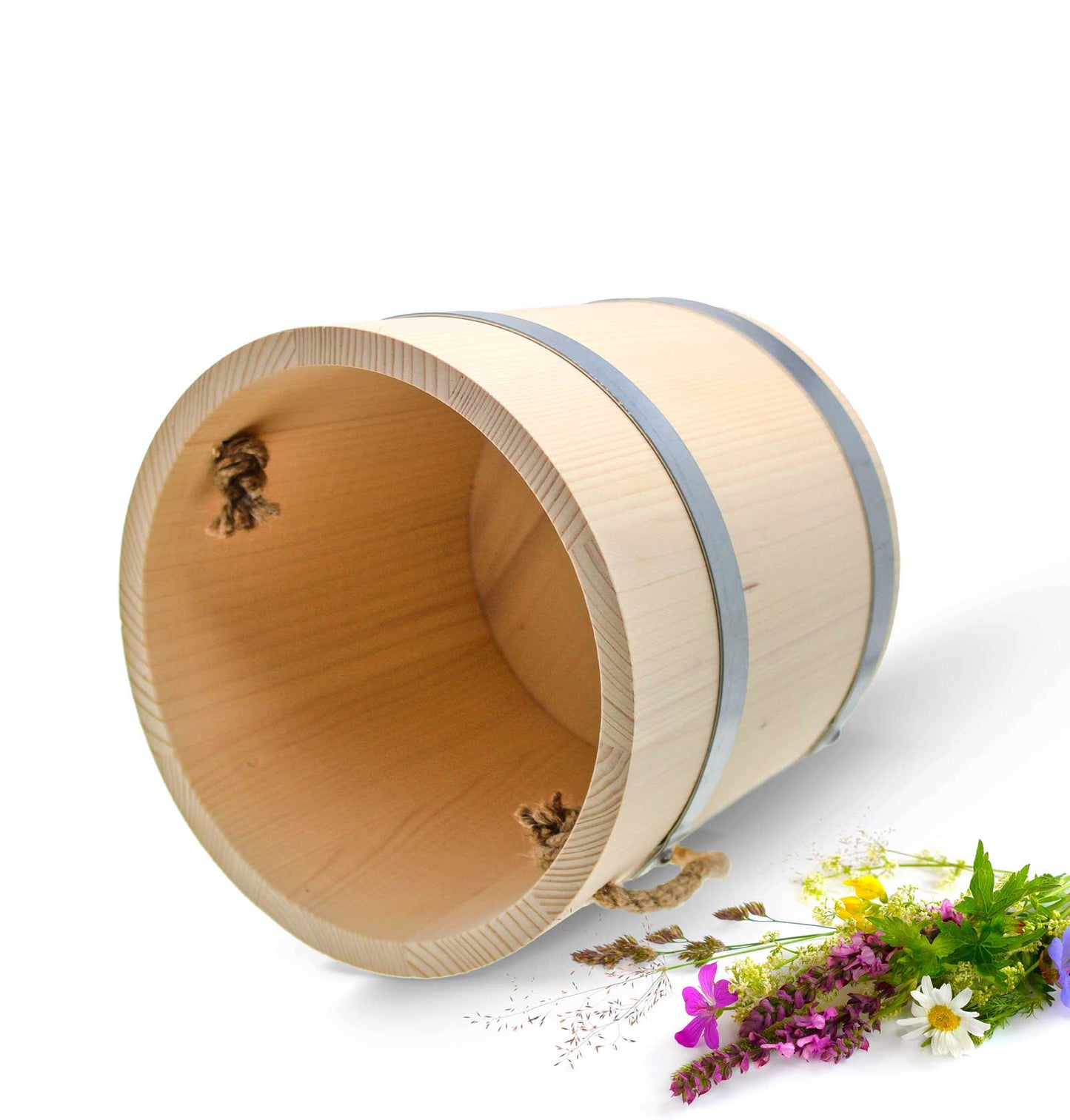 Großer Holzeimer ø24,5cm 5L Wassereimer Eimer Kübel Handarbeit Holz Topf Tau