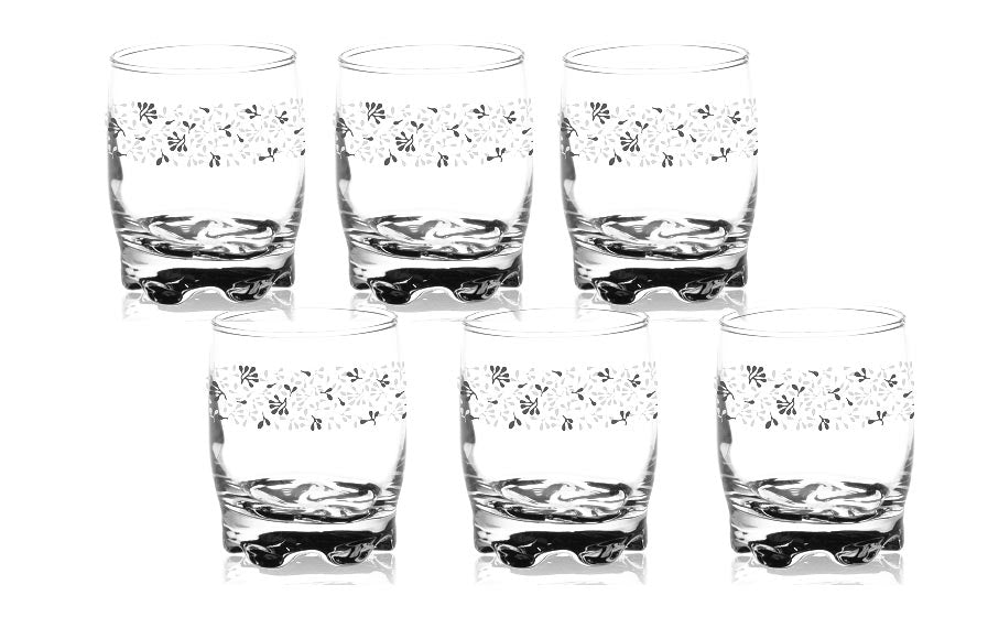 6 Longdrinkgläser 250ml mit Blättern-Motiv Wassergläser Trinkgläser Saftgläser