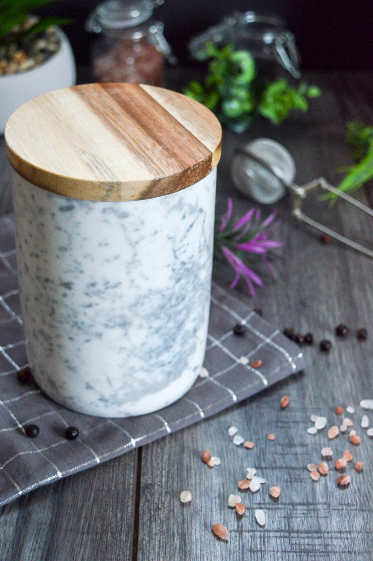 Pot de stockage 800ml avec couvercle en bois, récipient de stockage en porcelaine avec joint en caoutchouc, boîte #3