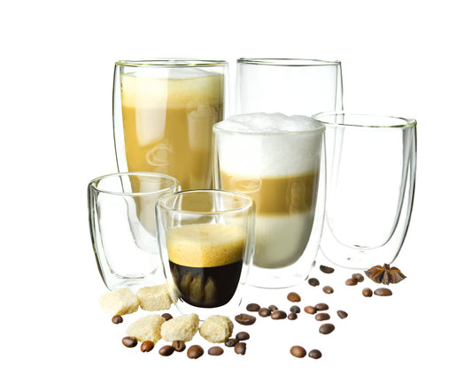 6 Doppelwandige Gläser 2x450 2x200 2x90ml Kaffeegläser Thermogläser Set