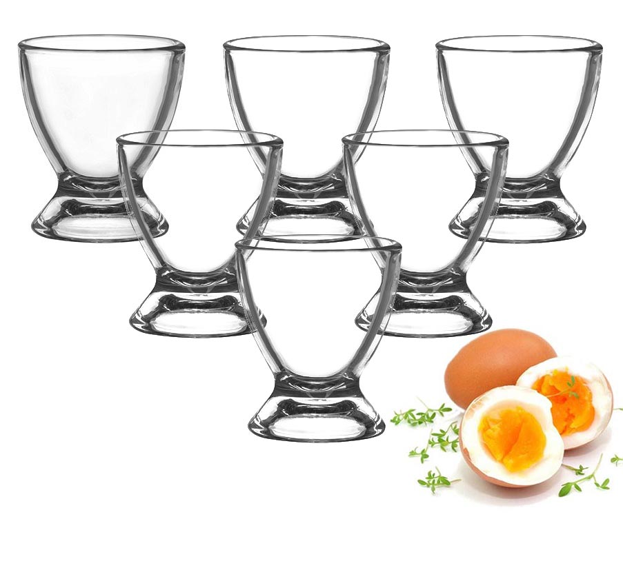 6 Eierbecher aus Glas Eierständer Eierhalter Glaseierbecher
