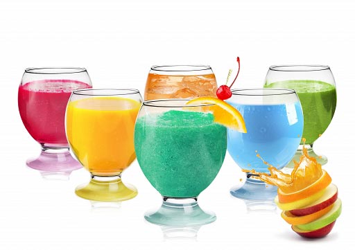 6 drinking glasses with colorful base 280ml, water glasses, juice glasses, soft drink glasses
