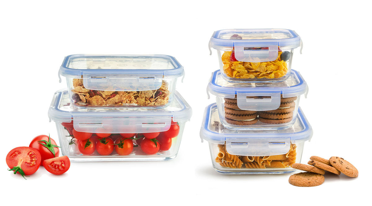 10tlg. Frischhaltedosen Glas Lunchbox Vorratsdosen Brotdose luftdicht -40 bis 25